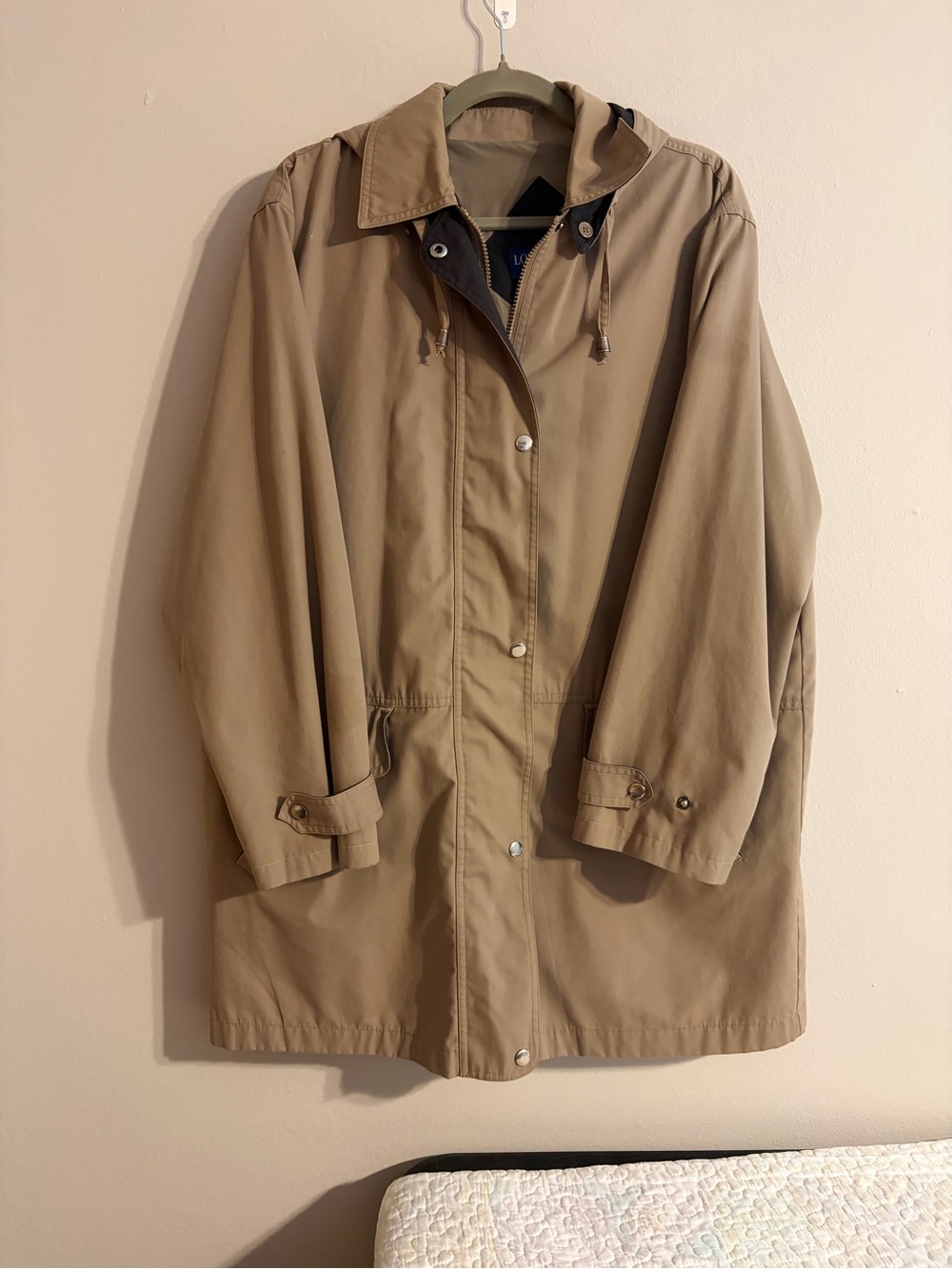 London Fog Lightweight Khaki Hooded Trench Coat